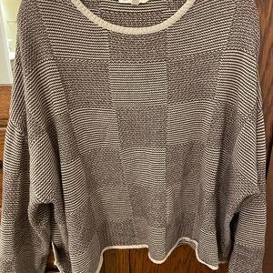 Brown Crew Neck Sweater with Cozy Knit Texture
